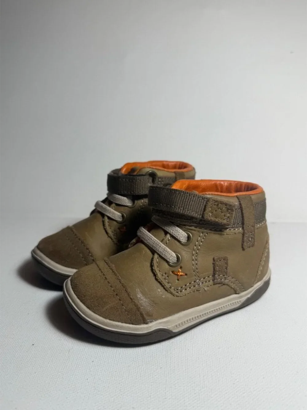 Stride Rite Infant Boys Leather High Top Brown Shoes-Sz 3M-New-Never Worn